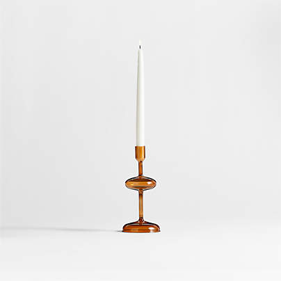 Venezia Small Amber Brown Glass Taper Candle Holder