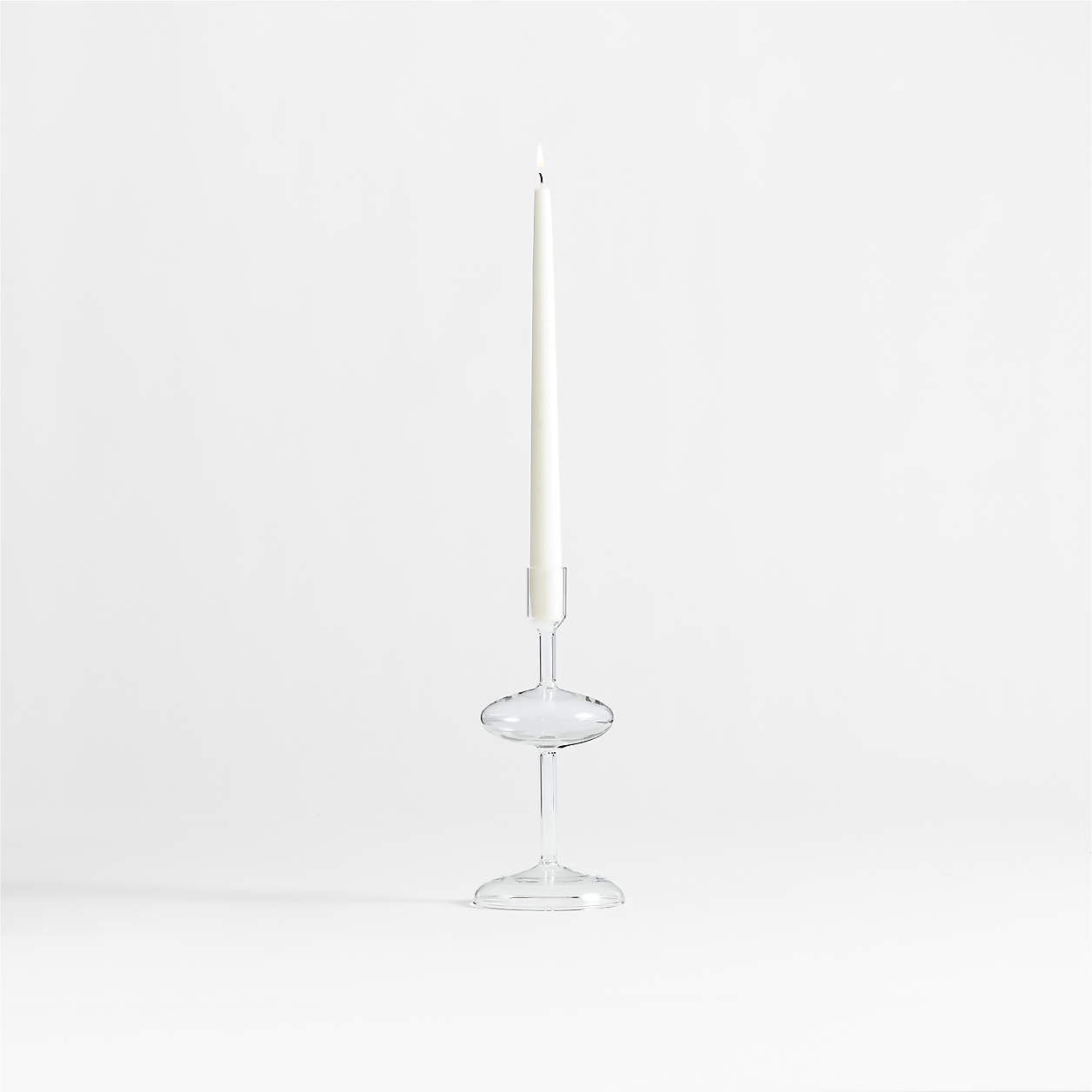 Venezia Small Clear Glass Taper Candle Holder + Reviews Crate