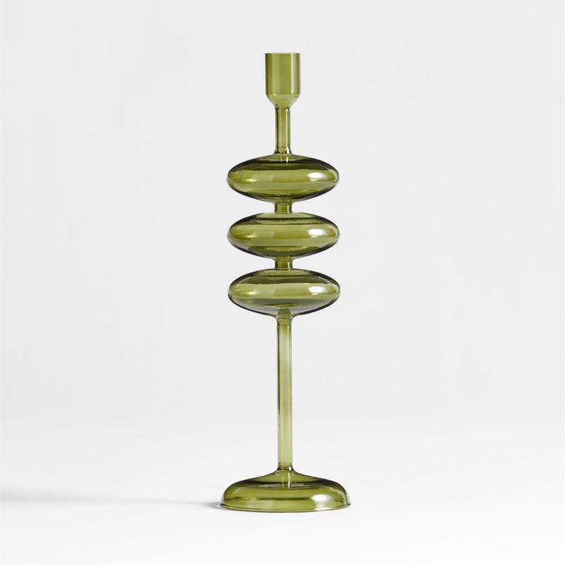 Venezia Large Olive Green Glass Taper Candle Holder - image 12 of 14