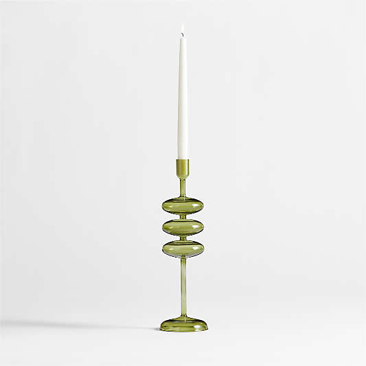 Venezia Large Olive Green Glass Taper Candle Holder