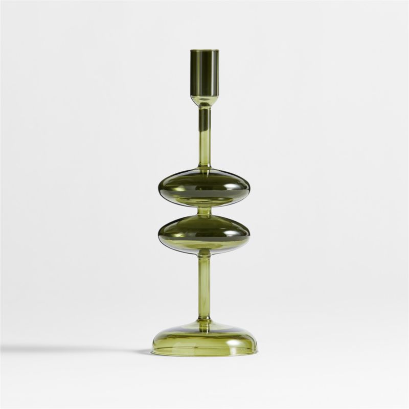 Venezia Medium Olive Green Glass Taper Candle Holder - image 12 of 14