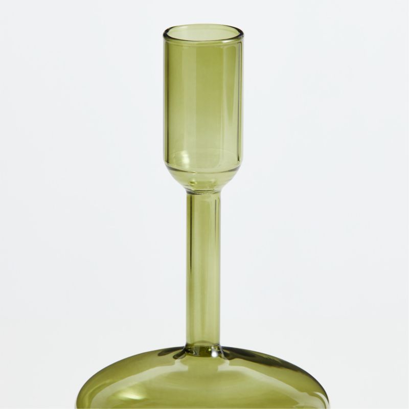 Venezia Medium Olive Green Glass Taper Candle Holder - image 13 of 14