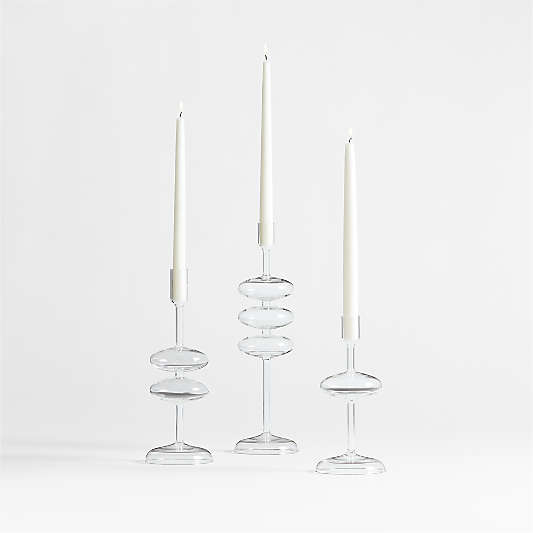 Venezia Small Clear Glass Taper Candle Holder