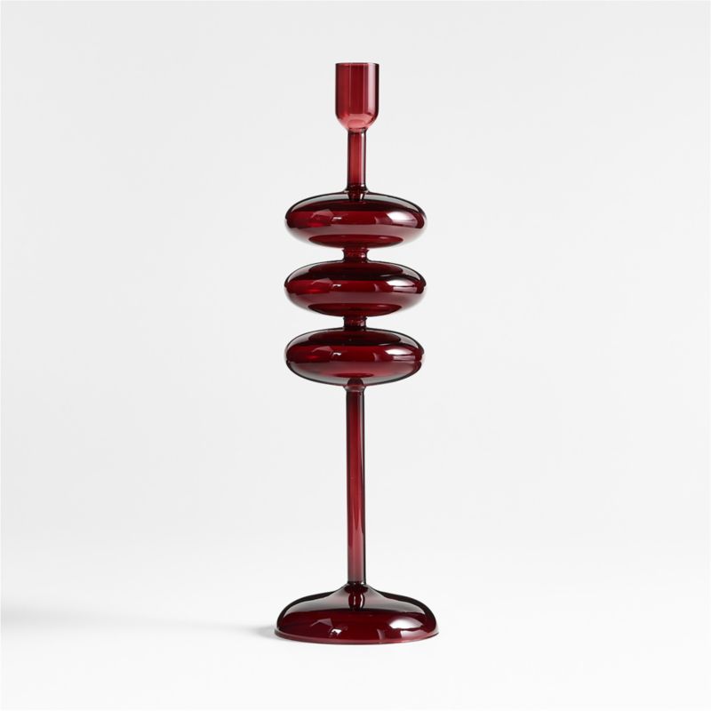 Venezia Large Red Glass Taper Candle Holder - image 3 of 8