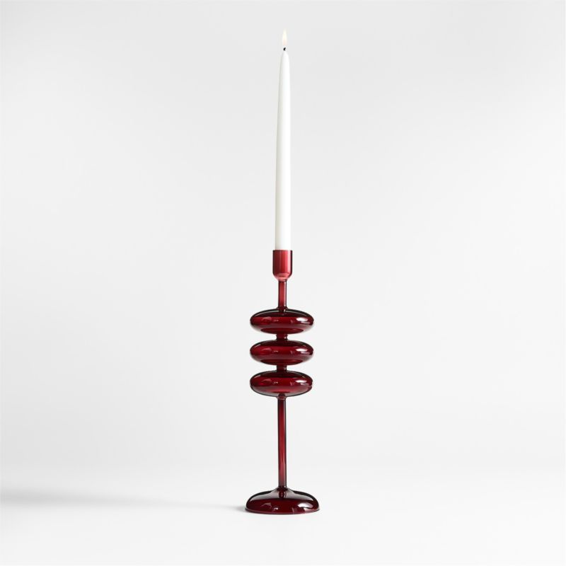 Venezia Large Red Glass Taper Candle Holder - image 0 of 8