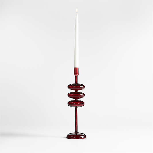 Venezia Large Red Glass Taper Candle Holder