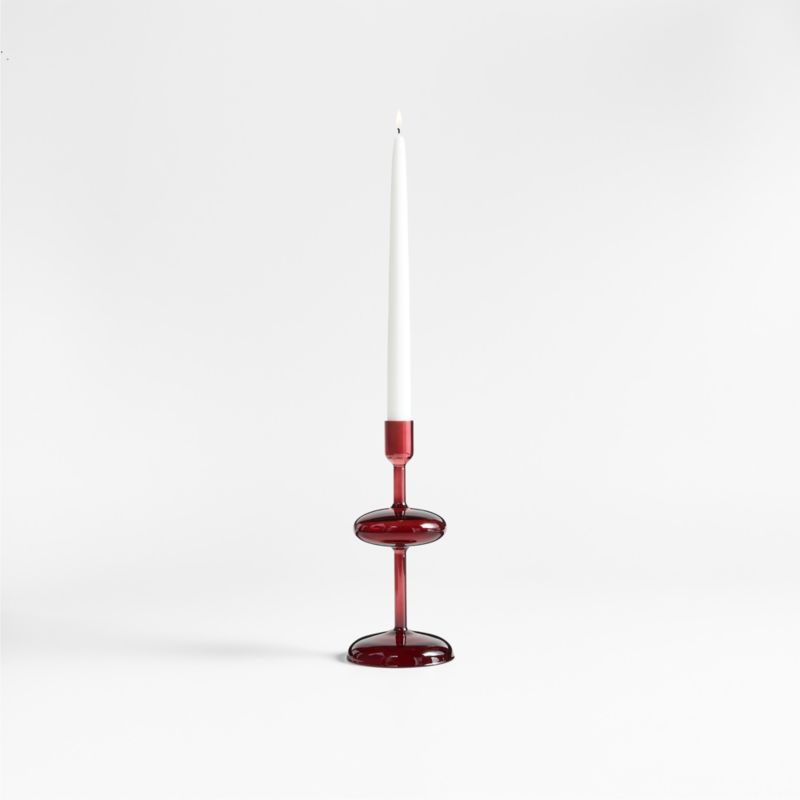 Venezia Small Red Glass Taper Candle Holder - image 0 of 8