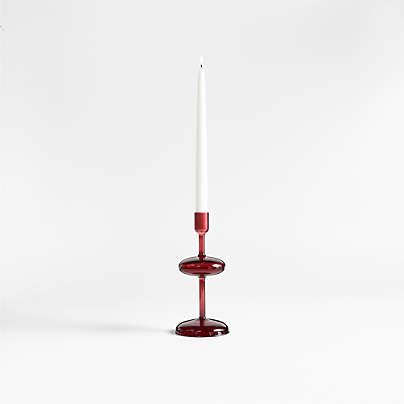 Venezia Small Red Glass Taper Candle Holder