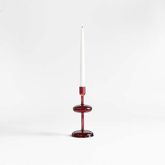 Venezia Small Red Glass Taper Candle Holder