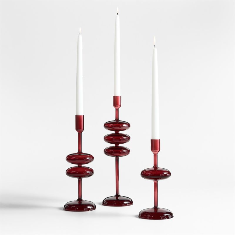 Venezia Small Red Glass Taper Candle Holder - image 1 of 8