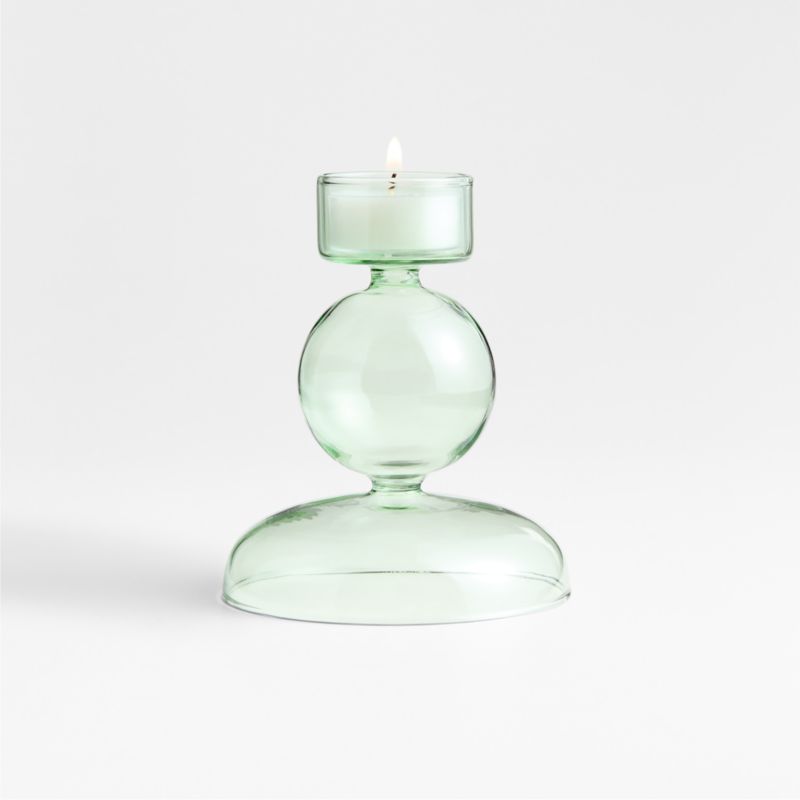 Venezia Small Smoke Green Glass Tealight Candle Holder - image 0 of 8