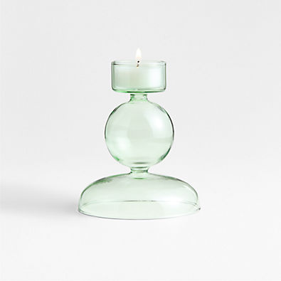 View Venezia Small Smoke Green Glass Tealight Candle Holder details