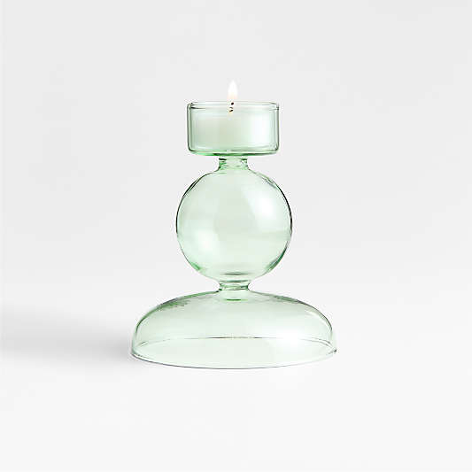 Venezia Small Smoke Green Glass Tealight Candle Holder