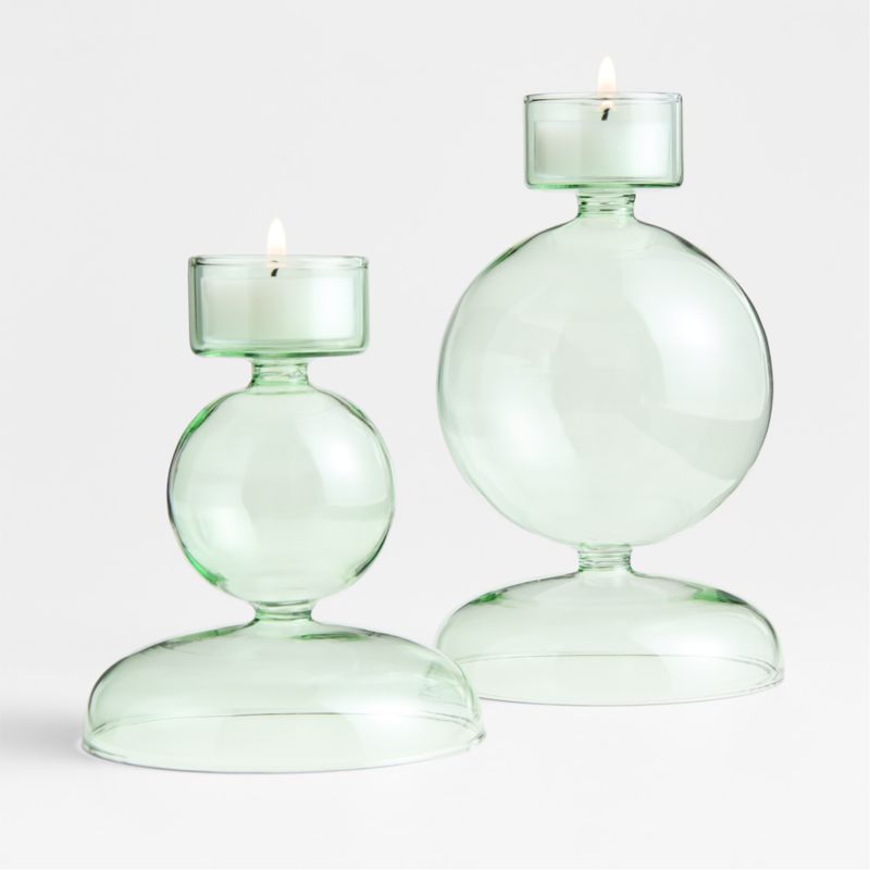 Venezia Large Smoke Green Glass Taper Candle Holder - image 1 of 7