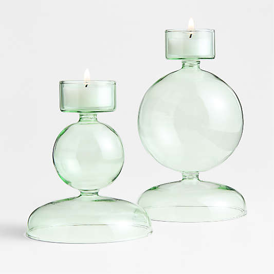 Venezia Large Smoke Green Glass Tealight Candle Holder