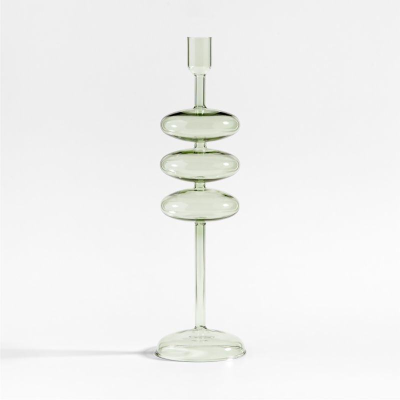 Venezia Large Smoke Green Glass Taper Candle Holder - image 2 of 7