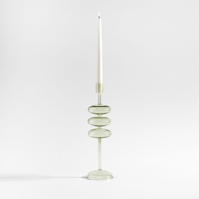 Venezia Large Smoke Green Glass Taper Candle Holder - image 0 of 7