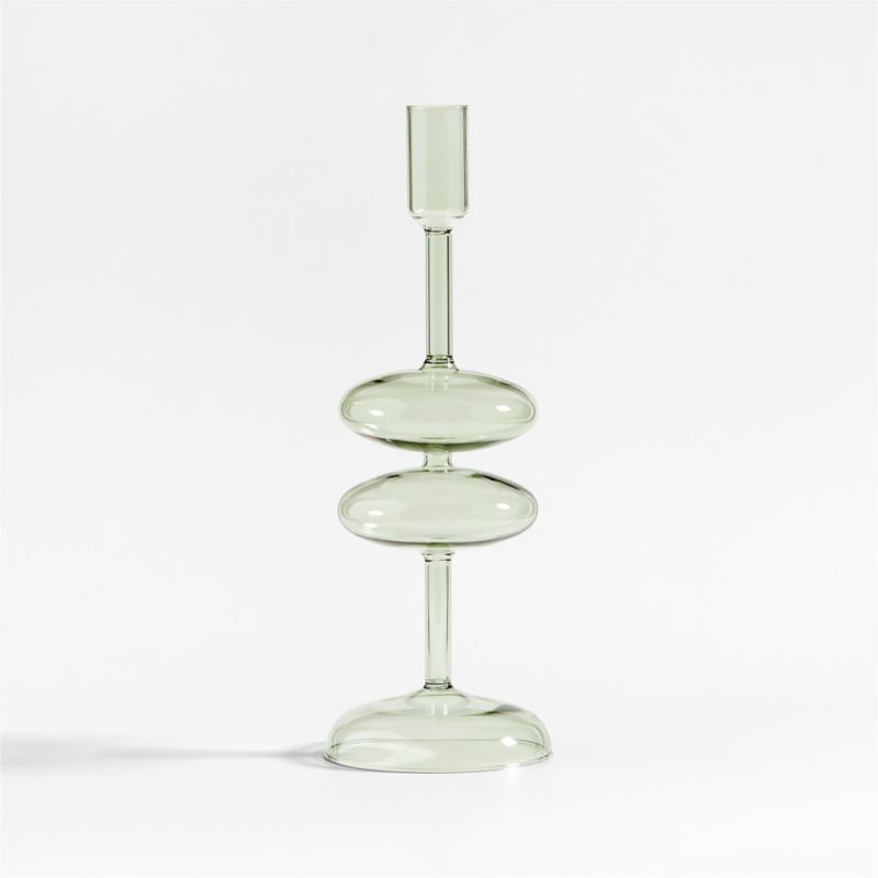 Venezia Medium Smoke Green Glass Taper Candle Holder - image 2 of 7