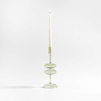 Venezia Medium Smoke Green Glass Taper Candle Holder