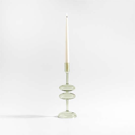 Venezia Medium Smoke Green Glass Taper Candle Holder