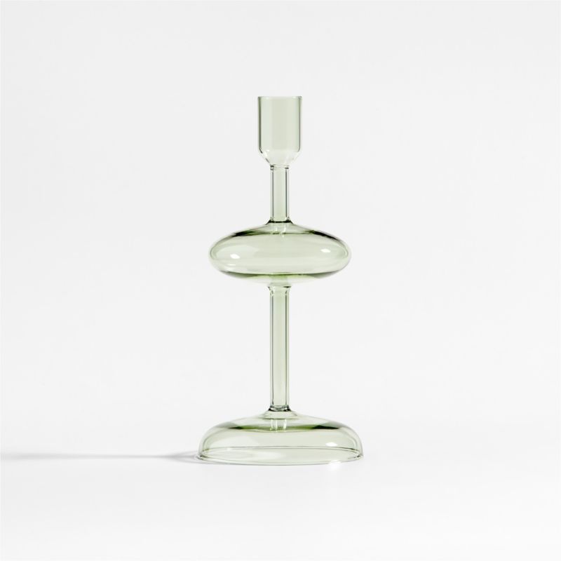 Venezia Small Smoke Green Glass Taper Candle Holder - image 2 of 7