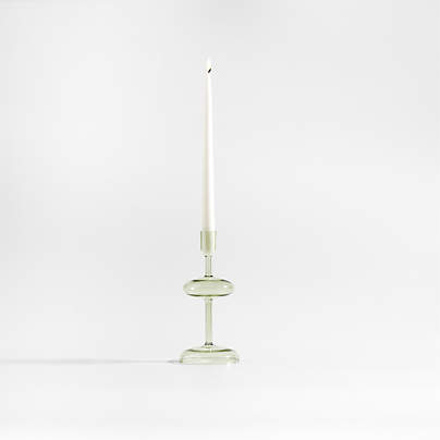 Venezia Small Smoke Green Glass Taper Candle Holder