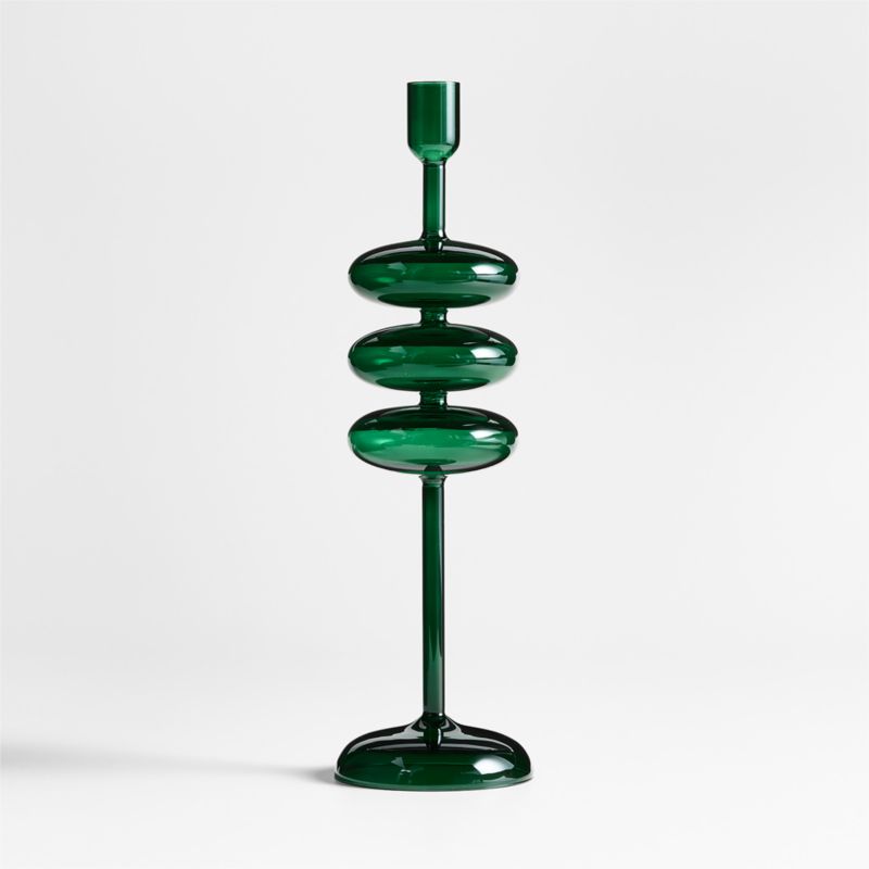 Venezia Large Spruce Green Glass Taper Candle Holder - image 3 of 5