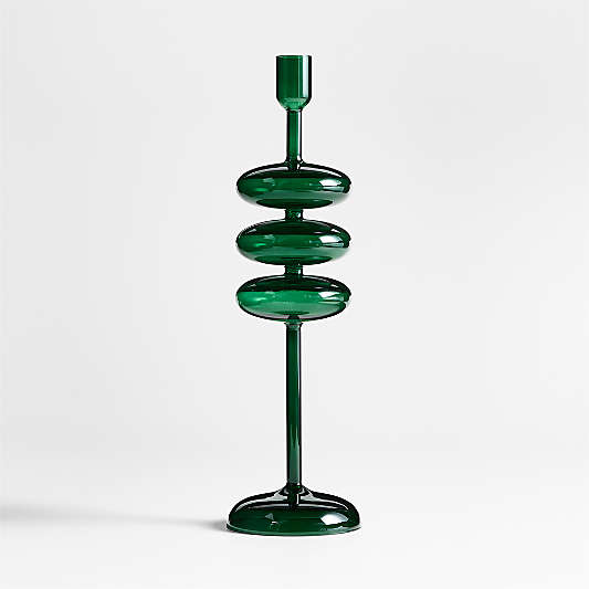 Venezia Large Spruce Green Glass Taper Candle Holder