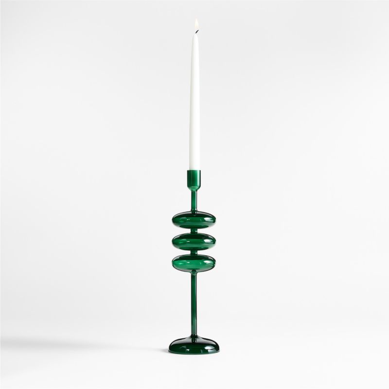 Venezia Large Spruce Green Glass Taper Candle Holder - image 0 of 5