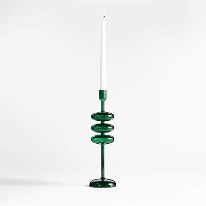 Venezia Large Spruce Green Glass Taper Candle Holder