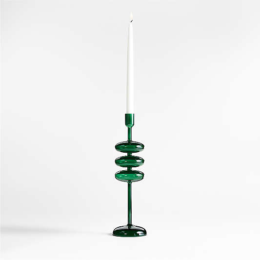 Venezia Large Spruce Green Glass Taper Candle Holder