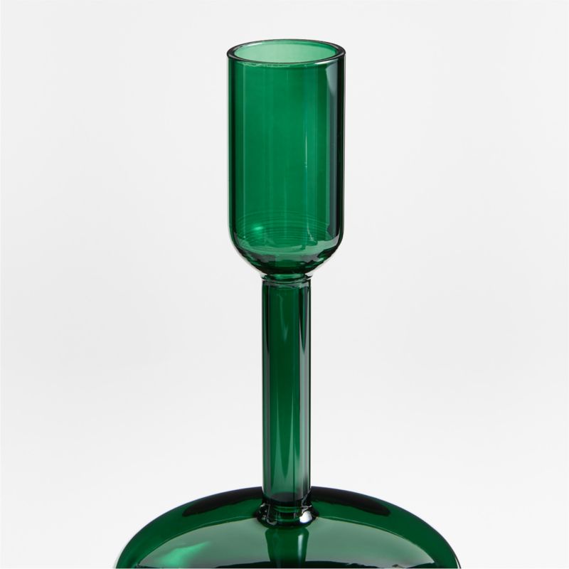 Venezia Medium Spruce Green Glass Taper Candle Holder - image 5 of 9