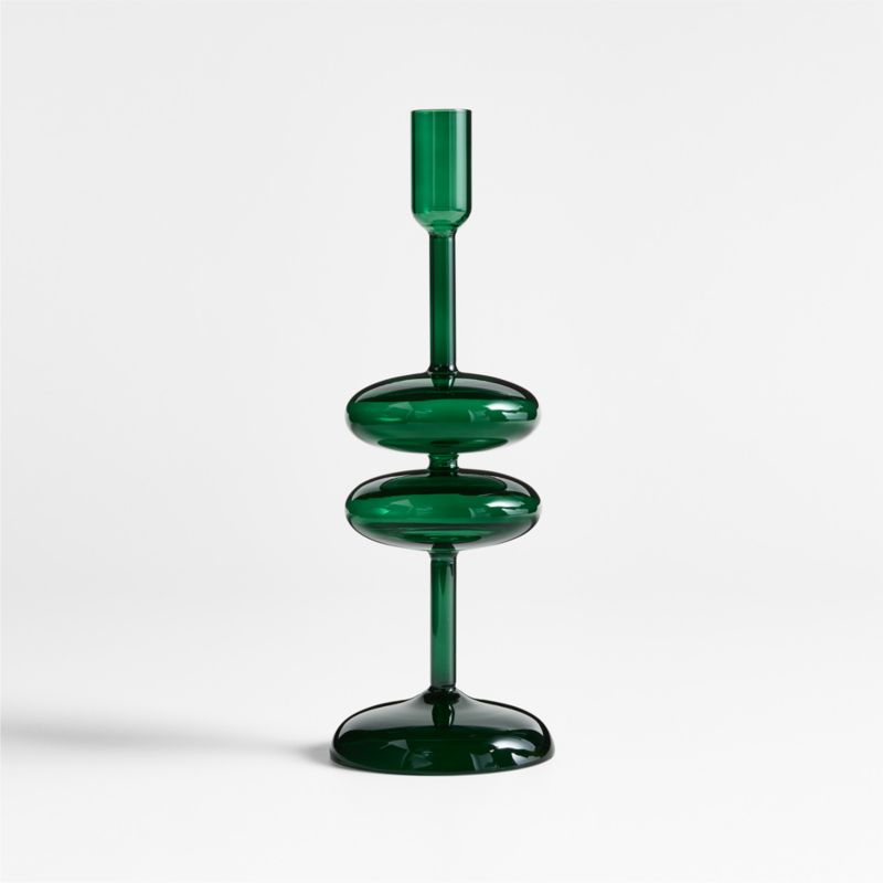 Venezia Medium Spruce Green Glass Taper Candle Holder - image 4 of 9