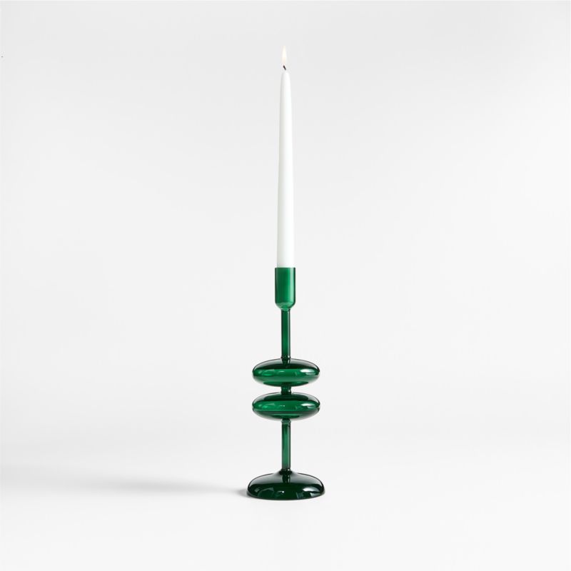 Venezia Medium Spruce Green Glass Taper Candle Holder - image 0 of 9