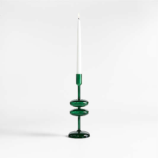 Venezia Medium Spruce Green Glass Taper Candle Holder