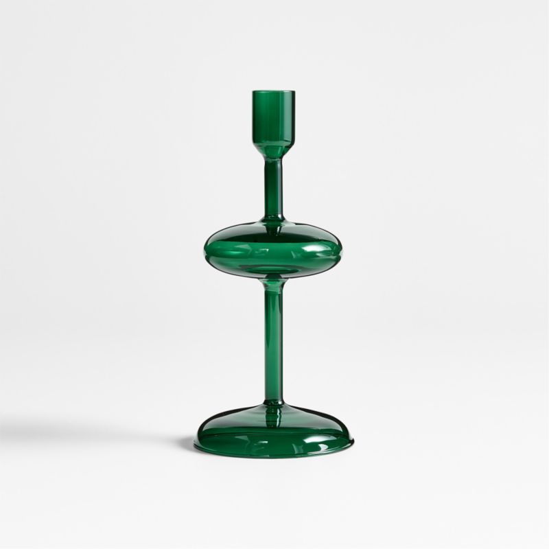 Venezia Small Spruce Green Glass Taper Candle Holder - image 4 of 6