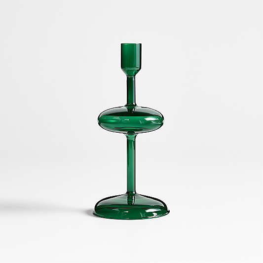 Venezia Small Spruce Green Glass Taper Candle Holder