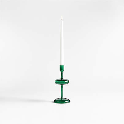 Venezia Small Spruce Green Glass Taper Candle Holder