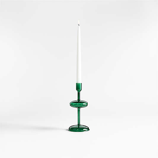 Venezia Small Spruce Green Glass Taper Candle Holder