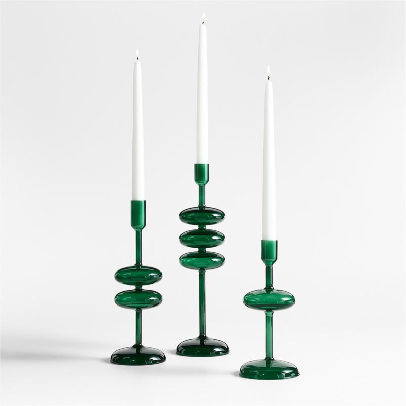 Venezia Large Spruce Green Glass Taper Candle Holder - image 2 of 5