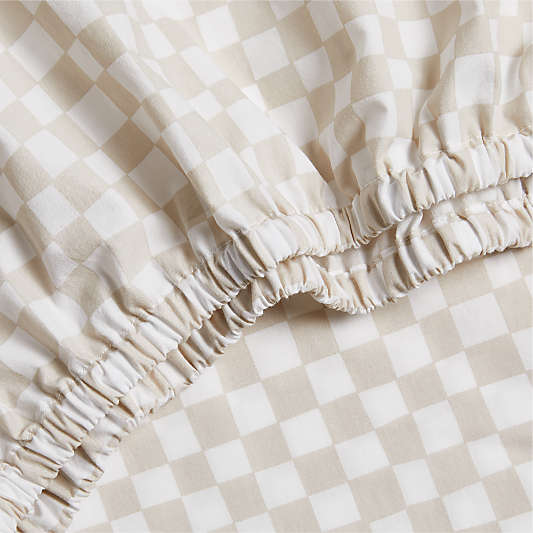Venice Natural Taupe 100% Organic Cotton Baby Crib Fitted Sheet by Leanne Ford