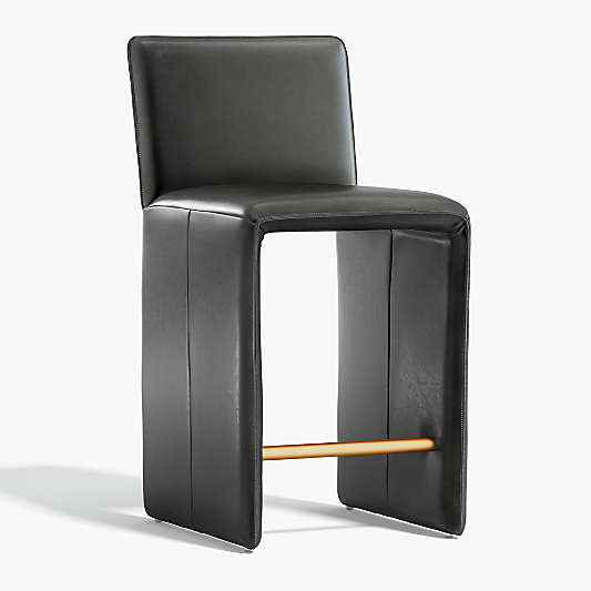 Venn Black Leather Counter Stool