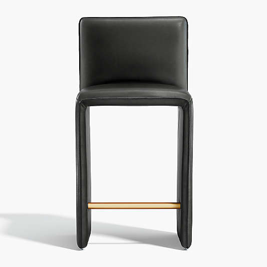 Venn Black Leather Counter Stool