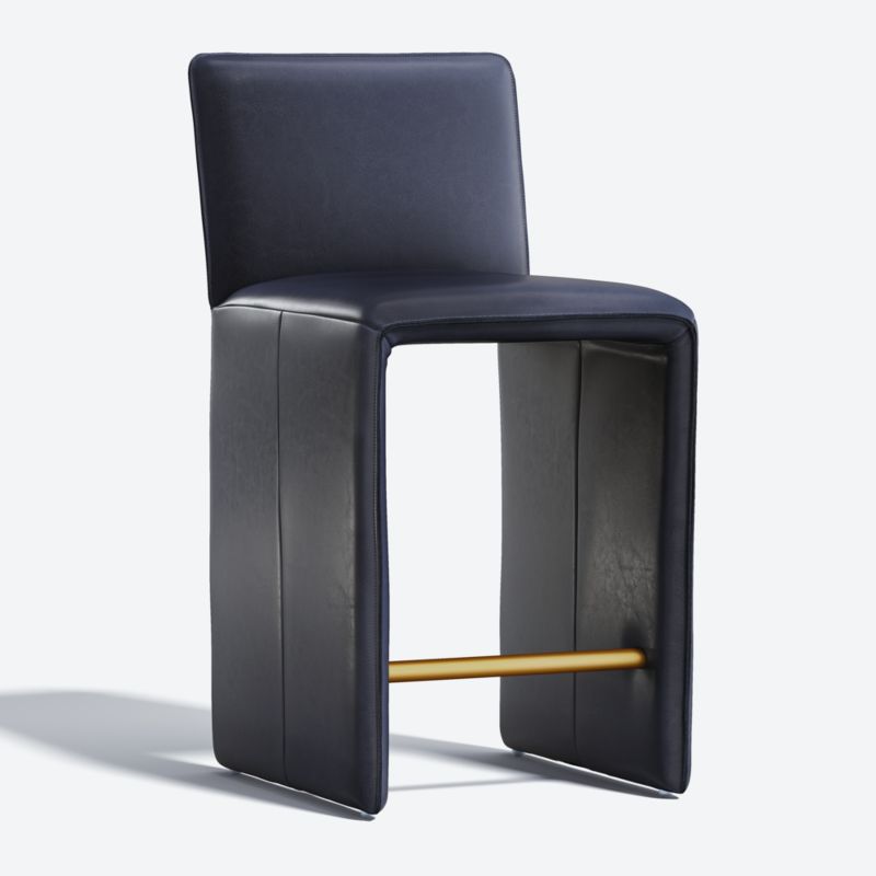 Venn Navy Leather Counter Stool