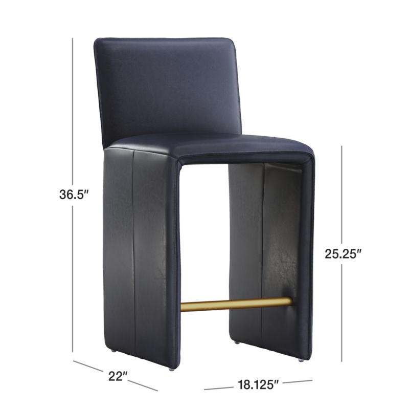 Venn Navy Leather Counter Stool