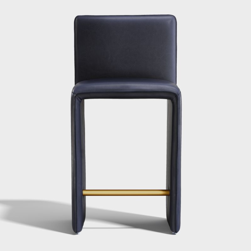 Venn Navy Leather Counter Stool