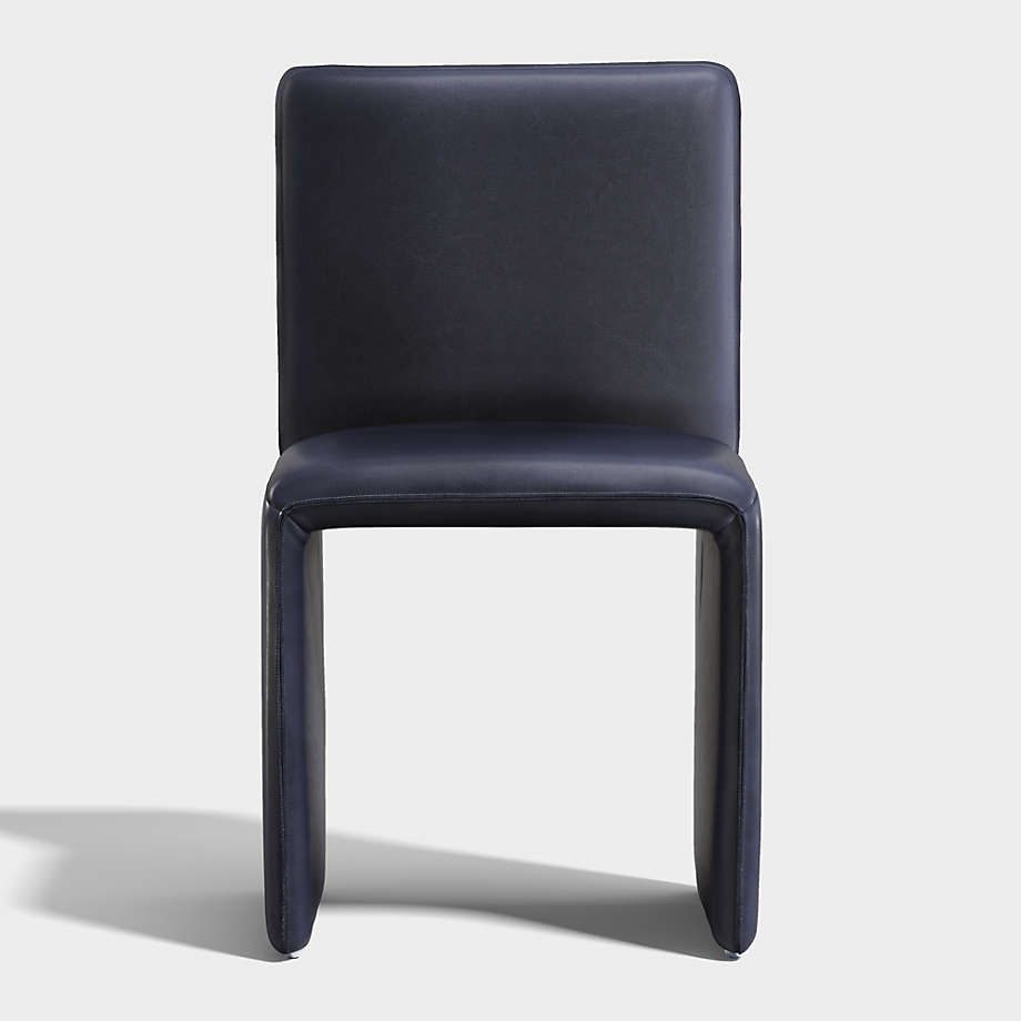 Venn Navy Leather Dining Chair | Crate and Barrel