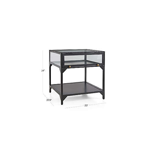 Ventana Black Glass Display End Table with Shelf