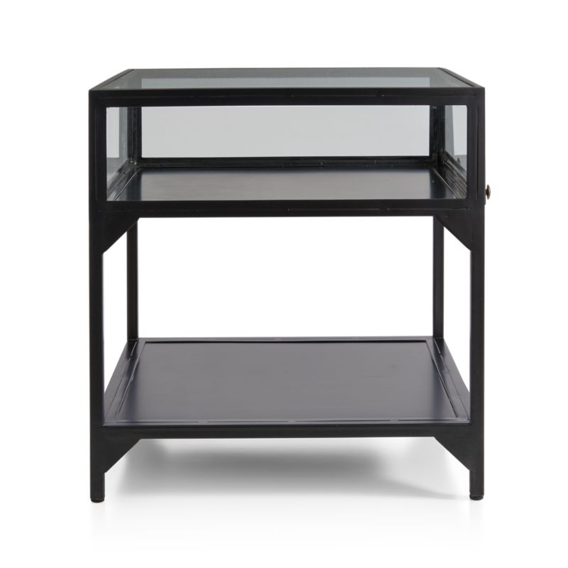 Ventana Black Glass Display End Table with Shelf