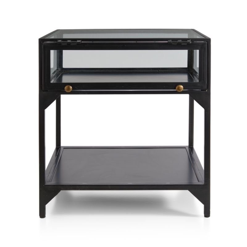 Ventana Black Glass Display End Table with Shelf
